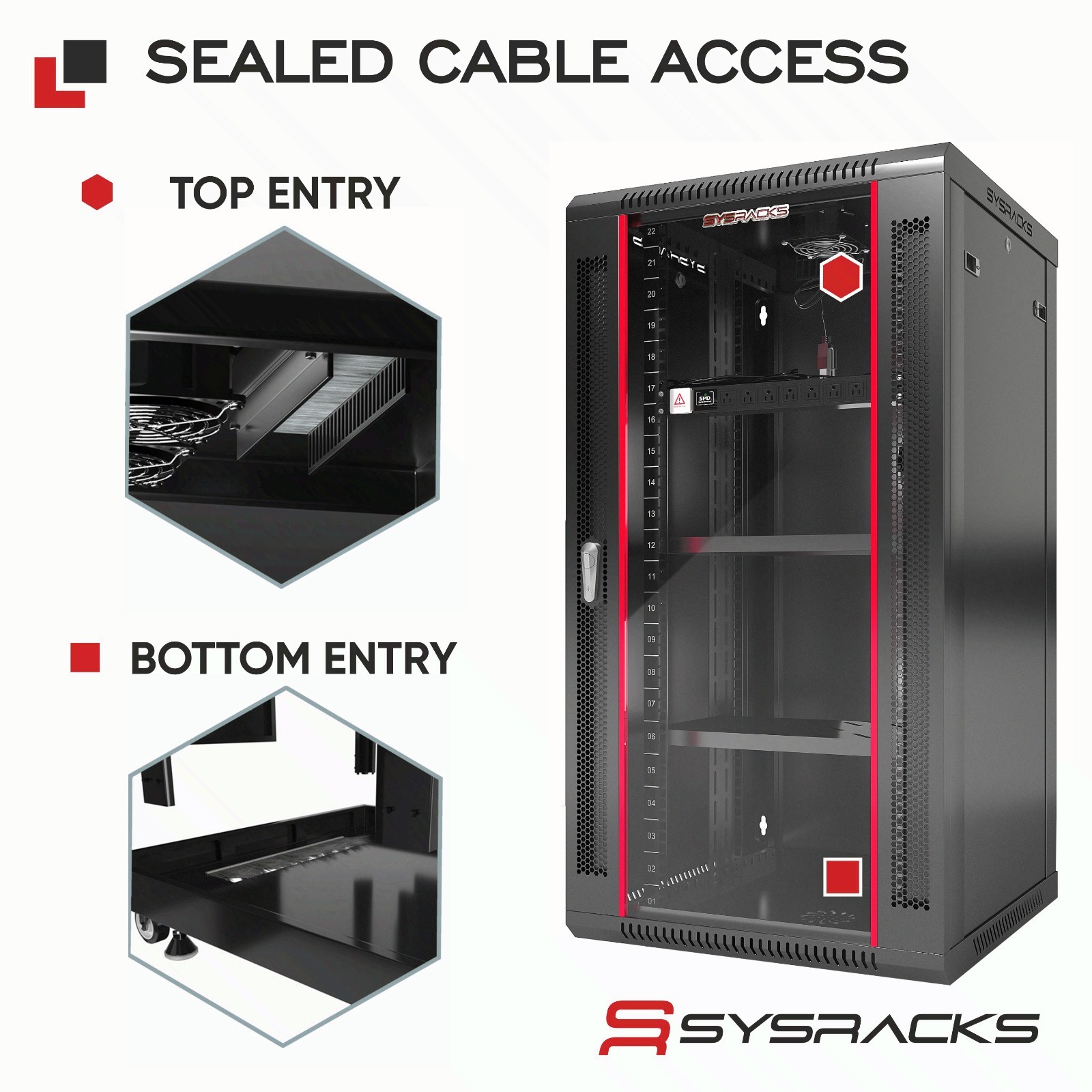 15U Sysracks Wall Mount IT Data Network Server Rack Cabinet Enclosure 18″ Depth