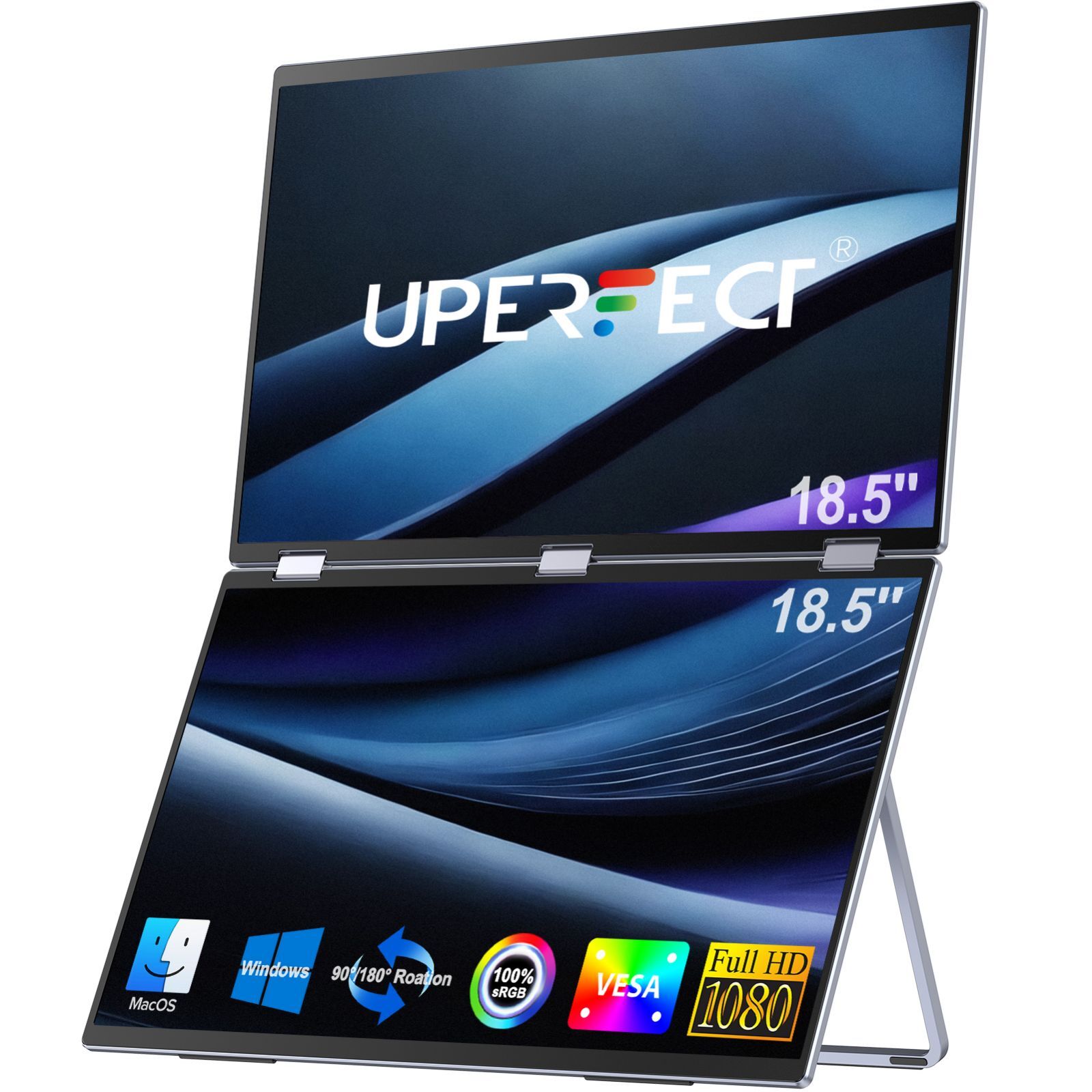 Dual Portable Monitor for Laptop Screen 18.5″ FHD Extender Monitor Fold Monitor
