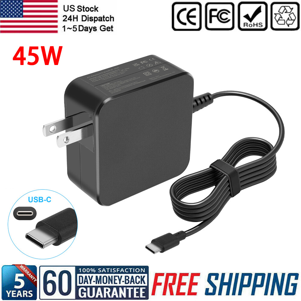 45W USB C Type-C Laptop Power Adapter Charger For Samsung Chromebook Go XE345XDA
