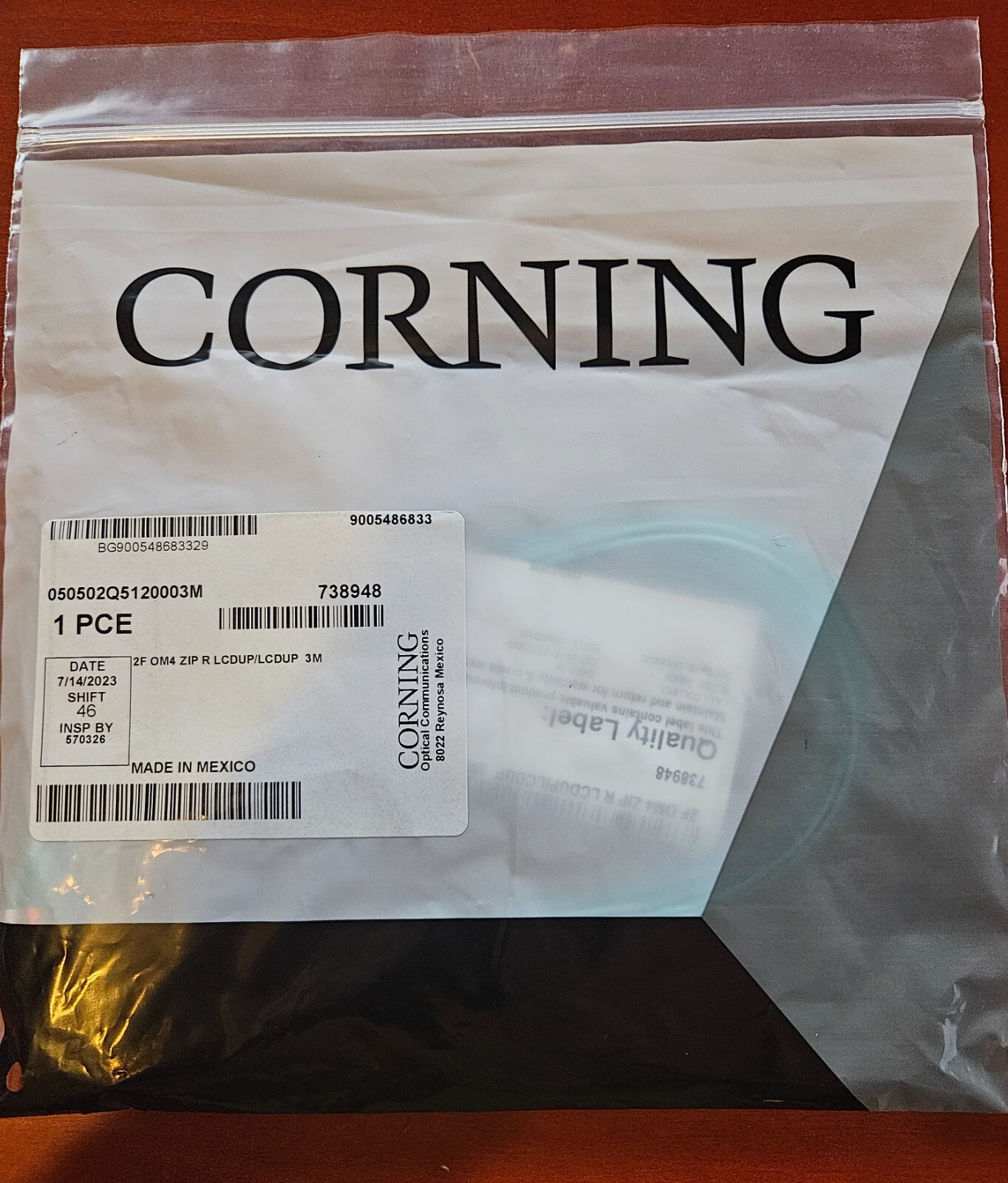 Corning Fiber Optic Cable-050502Q5120003M LC-LC Duplex MM Patch Cord OM4 50um,3m