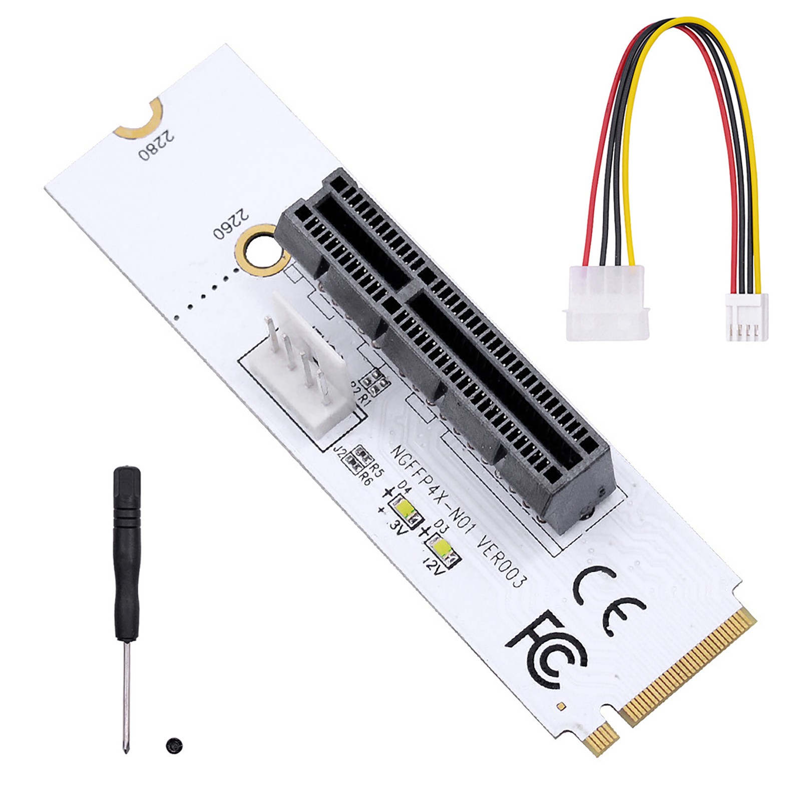 All-in-One M.2 PCIe Kit: Adapter + Screwdriver + Power Cable No Driver Needed