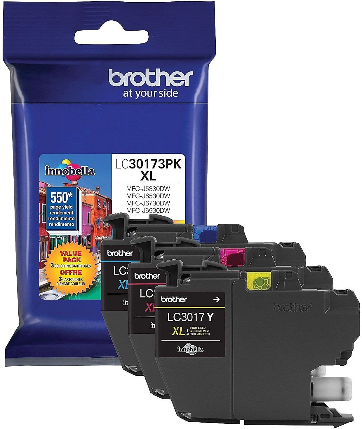 Brother INKJET Ink Cartridges Cyan Magenta Yellow High Yield 550 Pages 3 Pack
