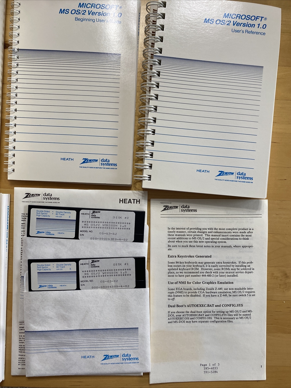 zenith personal computer systems MS O/S 2 version 1.0 In Original Box Rare!