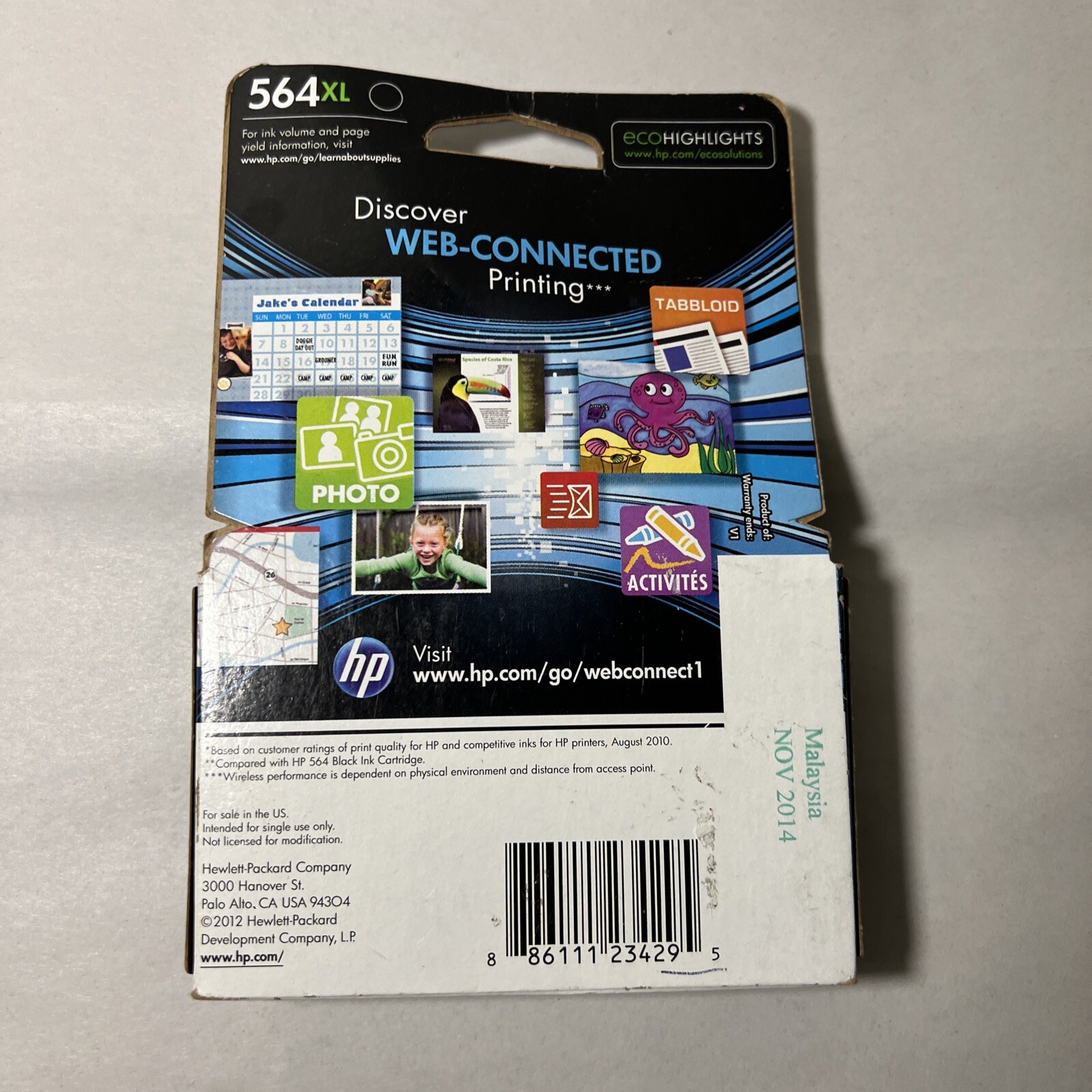 Genuine HP 564XL Black Ink Cartridge Exp: Nov 2014 Malaysia