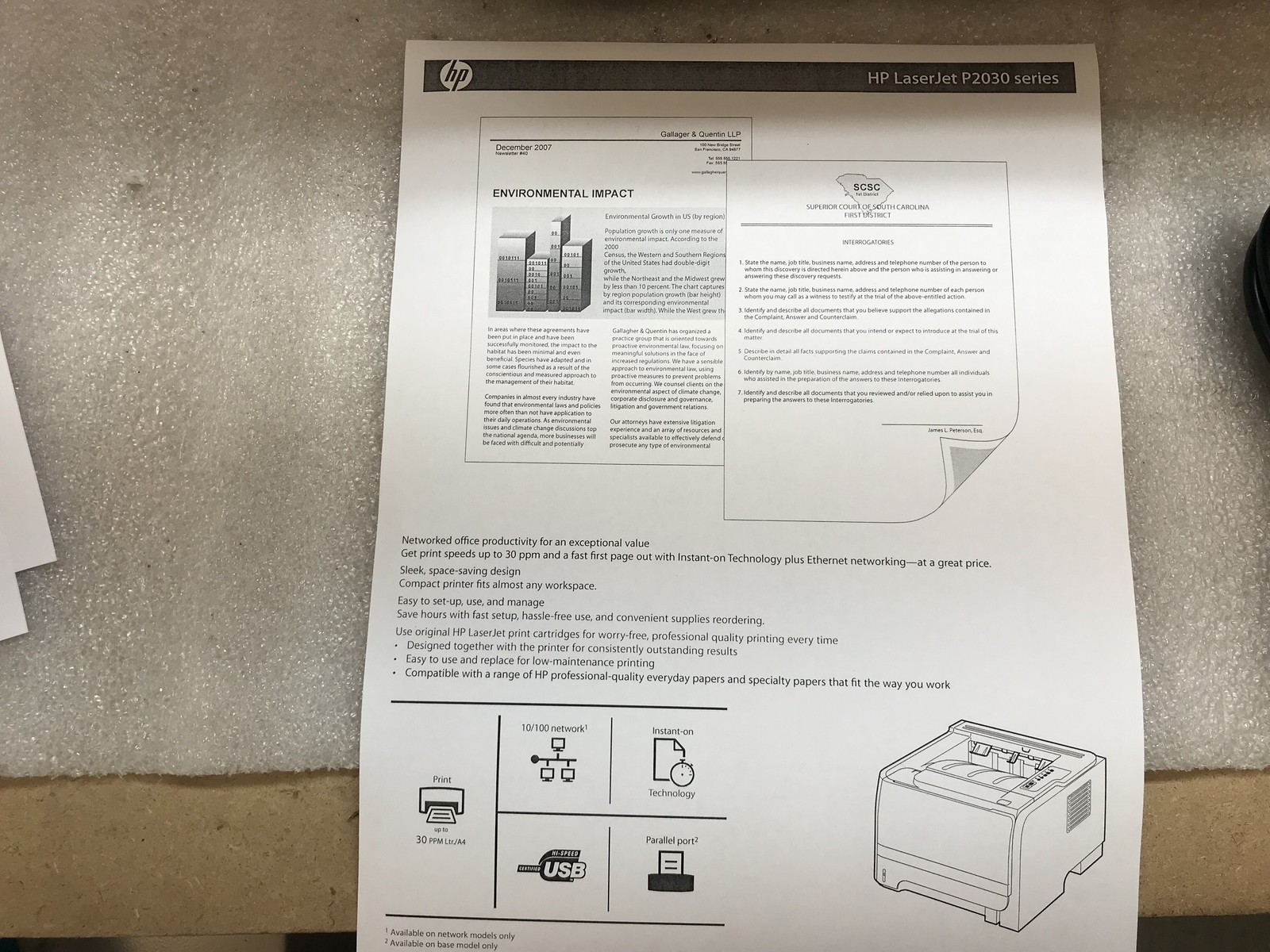 HP Laserjet P2035 Monochrome Laser Printer CE461A 11.9k Pg Ct w/ Toner Incl