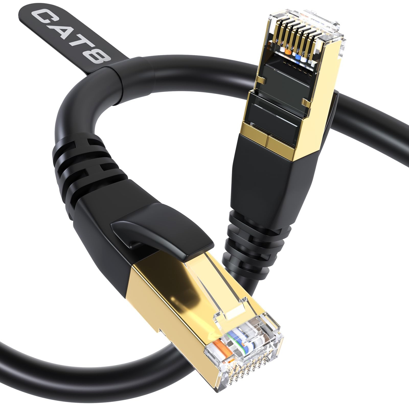 Cat 8 Ethernet Cable 40Gbps 2000MHz, 6FT Supports Cat7 Cat6 Cat5e Cat5, High-…