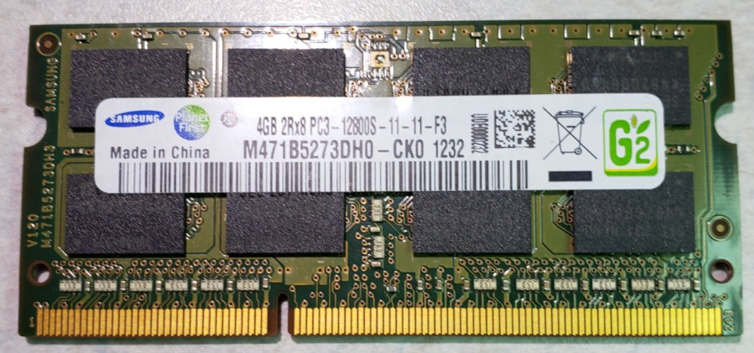 Samsung 4Gb 2Rx8, M471B5273DH0-CK0 1232, PC3-12800S-11-11-F3