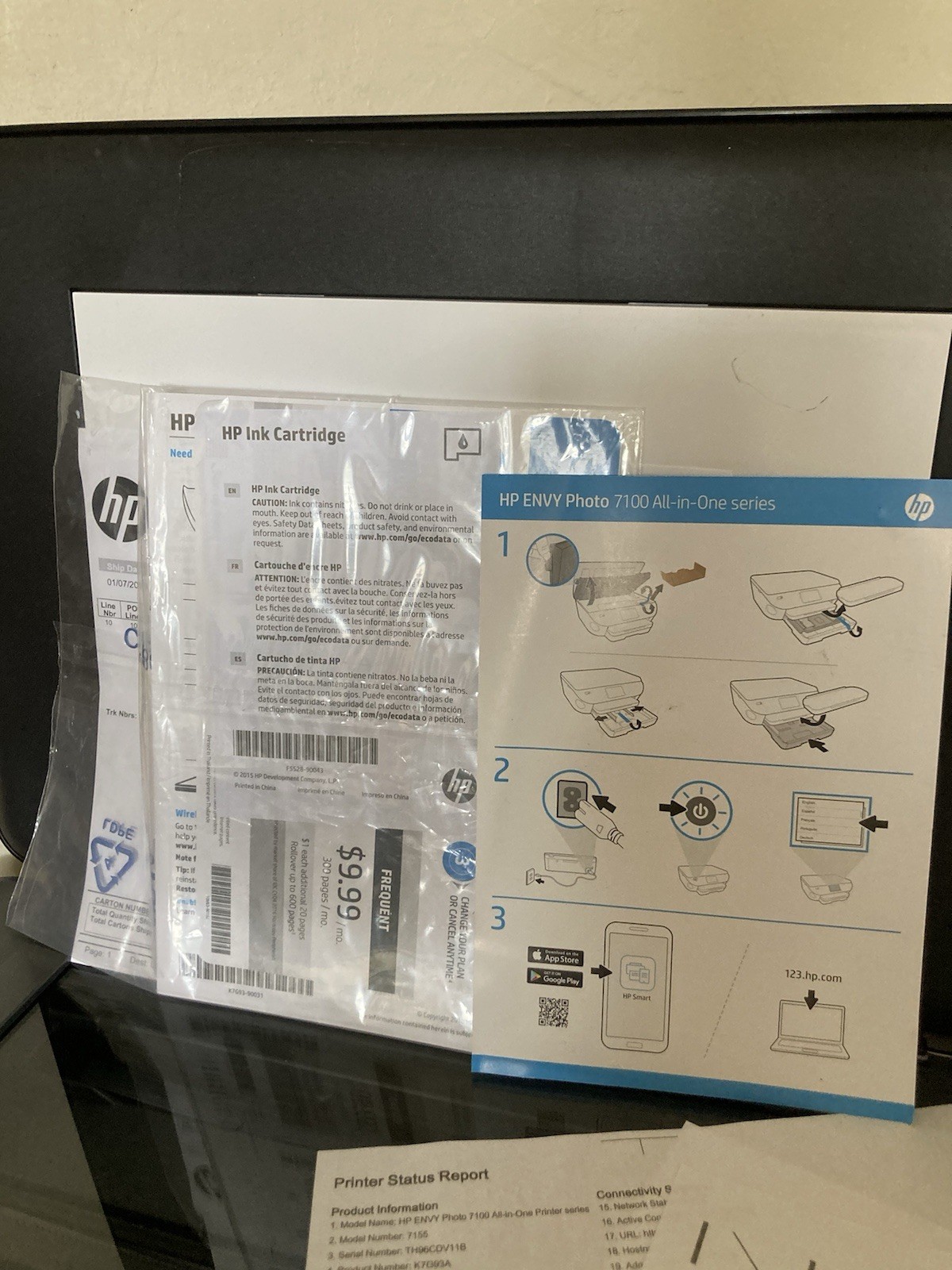 HP Envy Photo 7155 Color All-in-One Thermal Inkjet Printer Tested NO INK