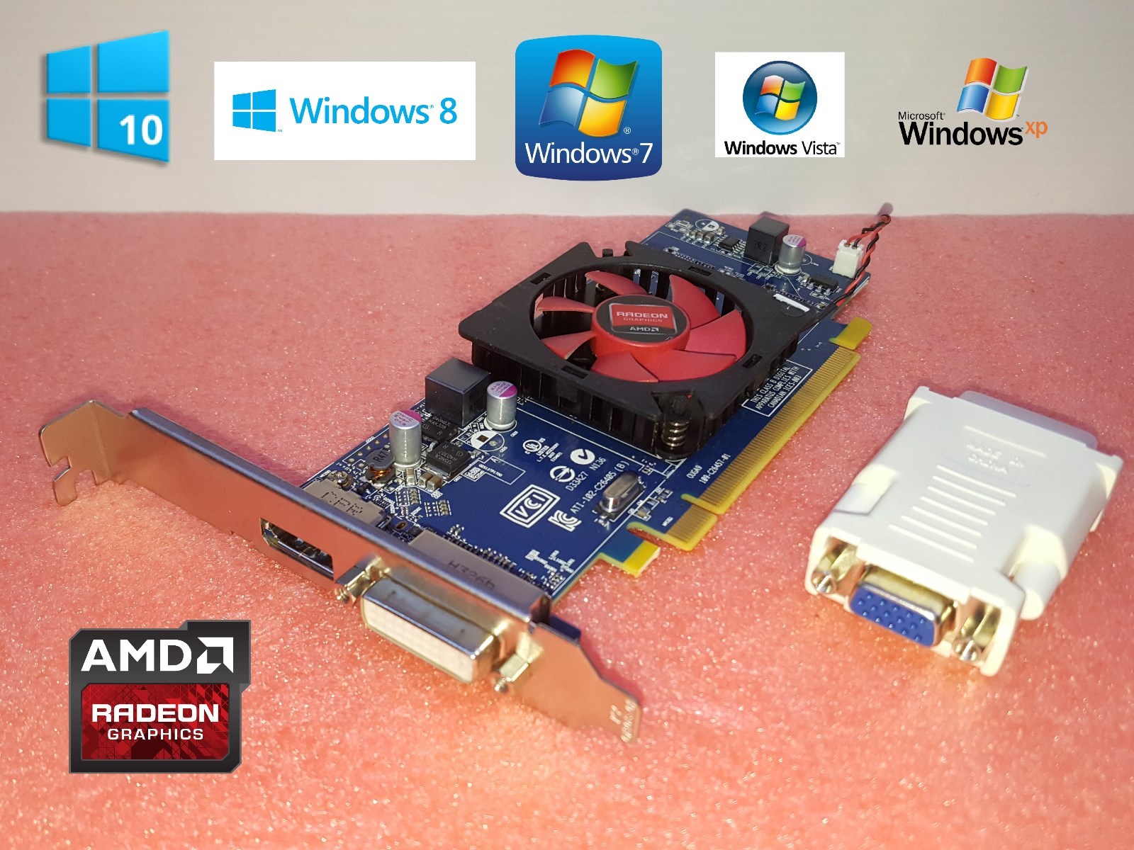 1GB Dual Screen Monitor Display View AMD Radeon PCIe x16 Video Graphics VGA Card
