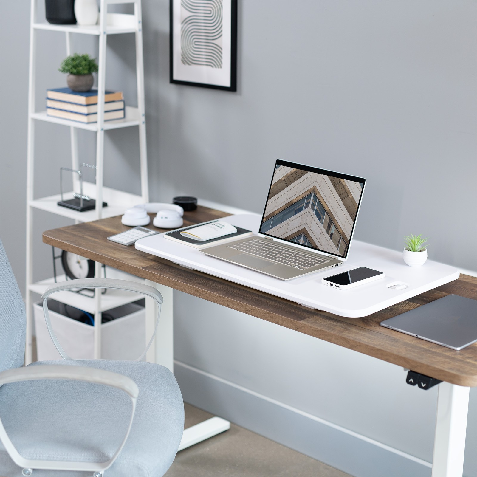 VIVO White Ultra Slim 32″ Desktop Converter, Sit Stand Tabletop Monitor Riser