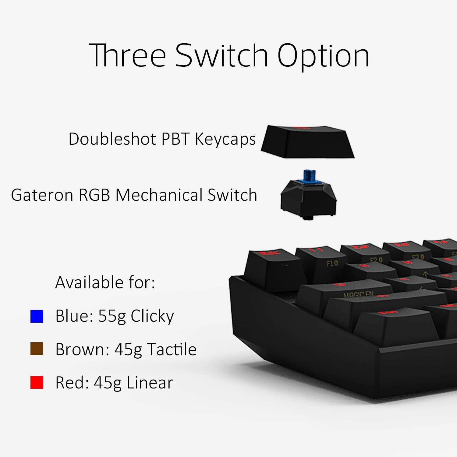 Anne Pro 2 Mechanical Keyboard Arrow Keys on up to 8 Hours Extended Battery Life