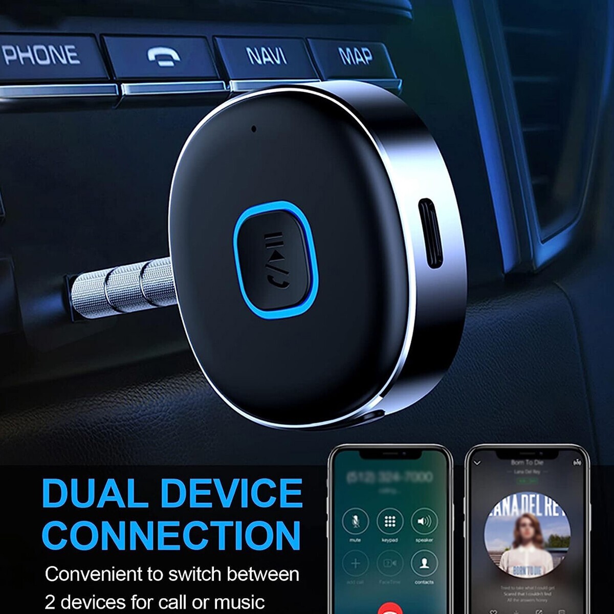 5.0 Bluetooth Aux Receiver Portable 3.5mm Aux Adapter Wireless Audio Car Stereo