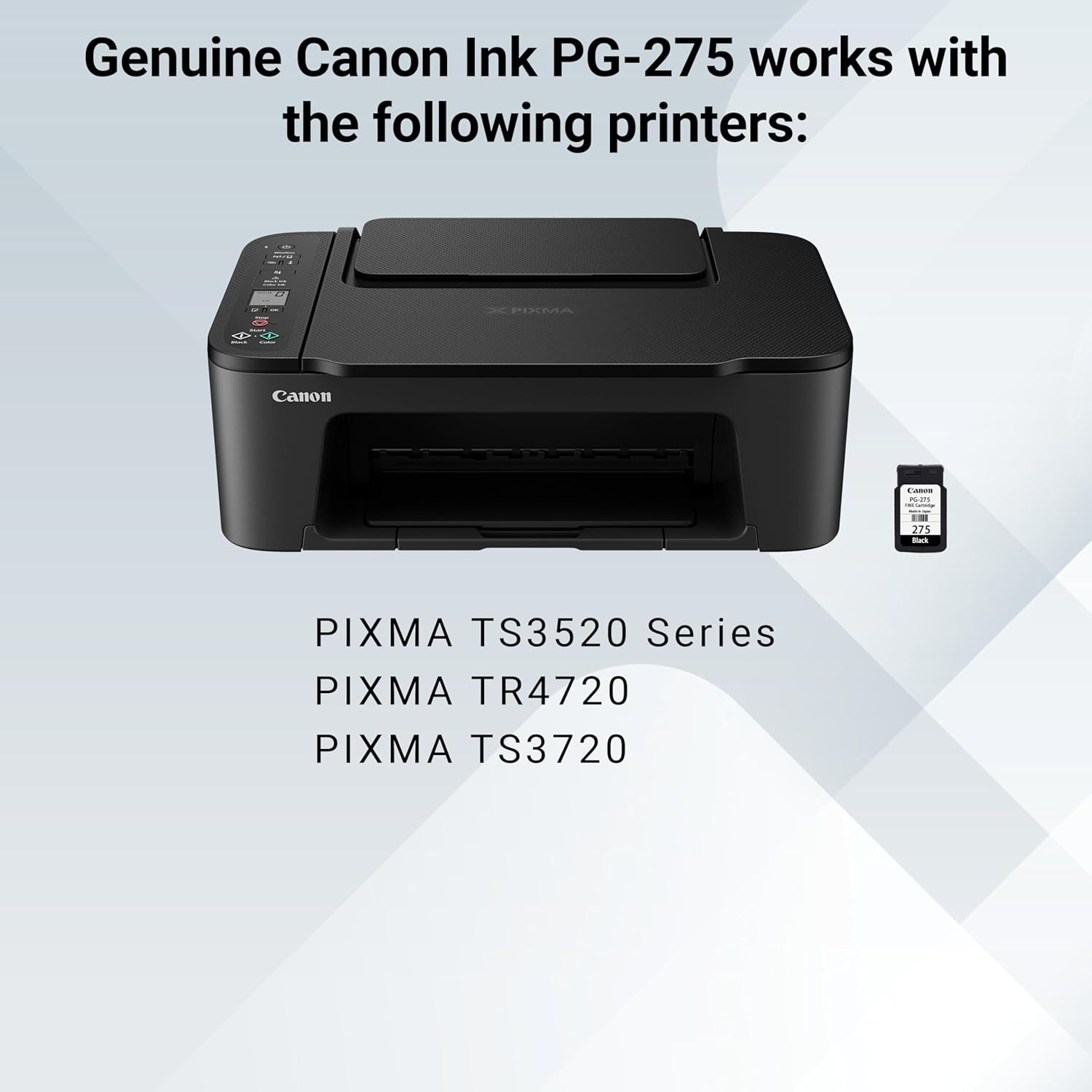 Canon PG-275 Genuine Black Ink Cartridge, Compatible with TS3520/3522, TR4720/47