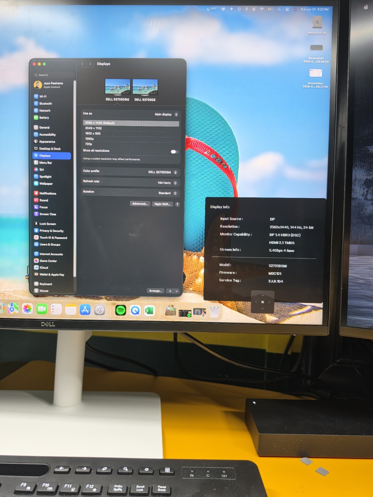 Dell S2725DS 27″ QHD 2560×1440 144Hz LCD Monitor HDMI/DP Silver/White