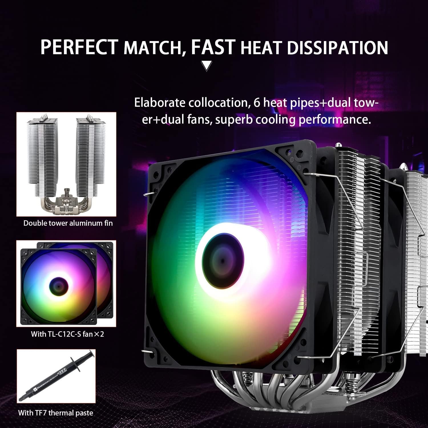 Ultra-Quiet Peerless Assassin 120 SE ARGB CPU Air Cooler with Dual Fans & 66 CFM