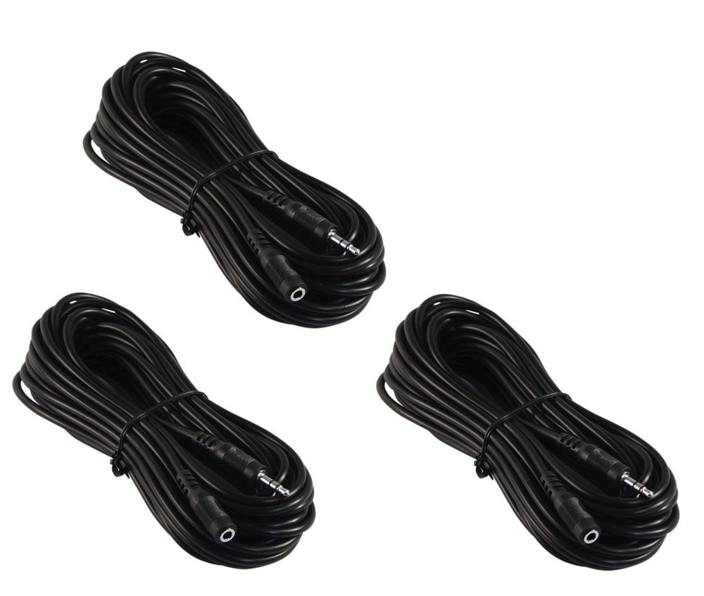 3-Pack 25ft 3.5mm Stereo AUX Extension Cable Male to Female – Audio Adapter