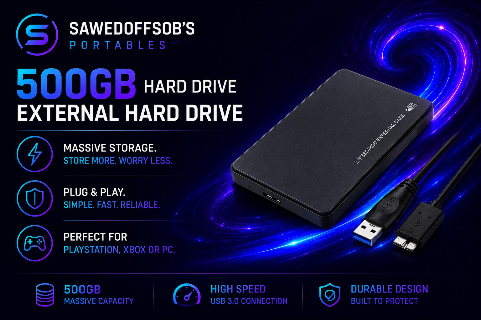 PC External Hard Drive for XBOX ONE Windows Unbranded 500 GB 500GB