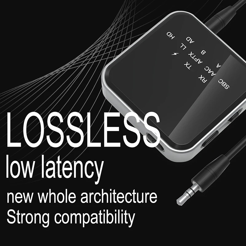 Aptx-Adaptive/Ll/Hd Bluetooth Audio Transmitter Receiver 3.5MM AUX Low Latency L