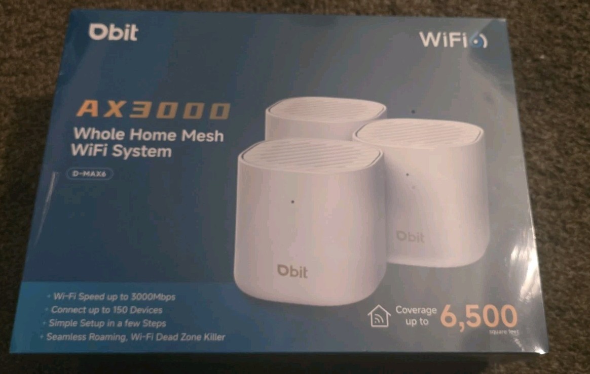 New – DBIT AX3000 WiFi 6 Mesh System – Covers 6500 sq ft and 150+ Devices(3 pk)