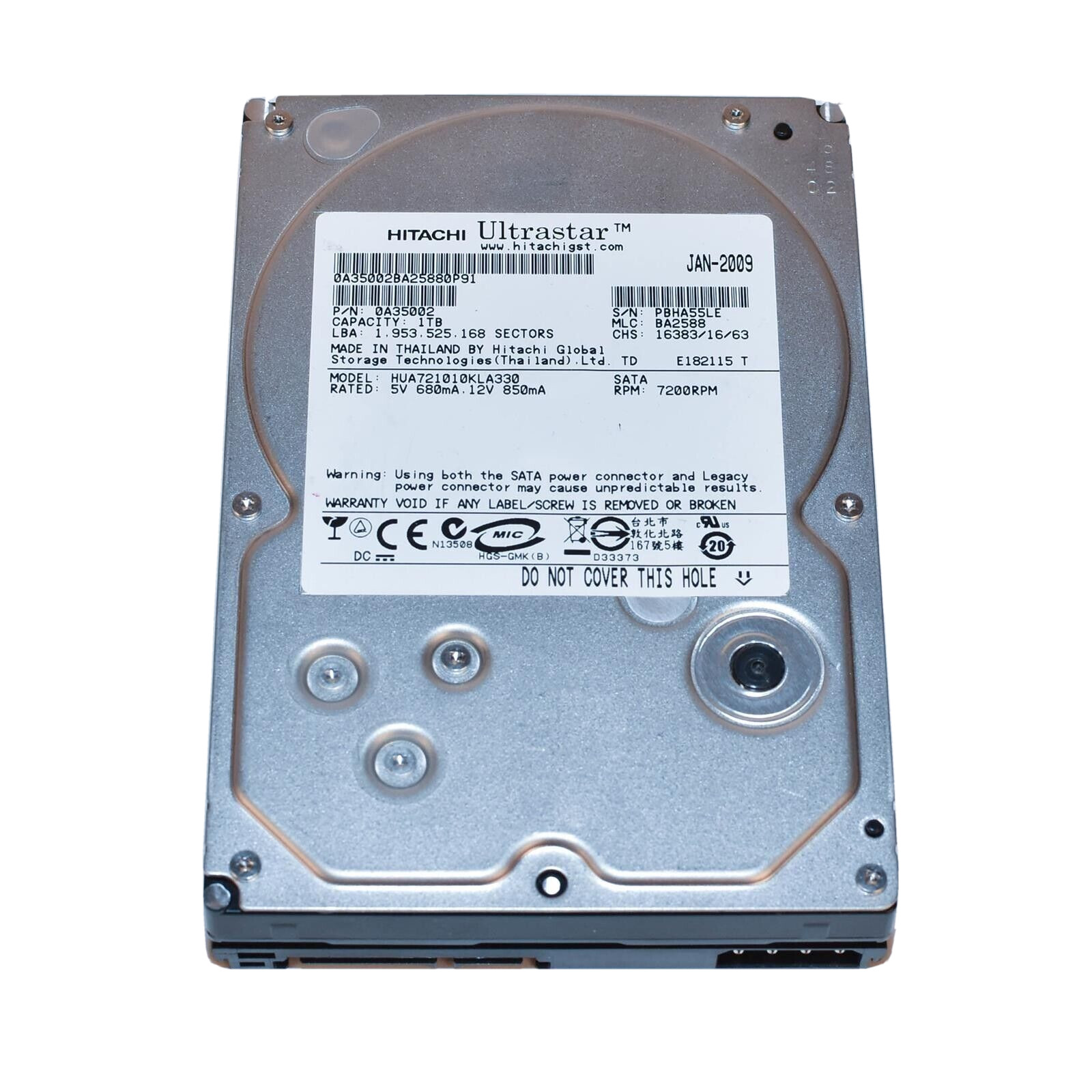 Hitachi HUA721010KLA330 Hard Drive 1TB SATA 7.2K 3.5 0A35002