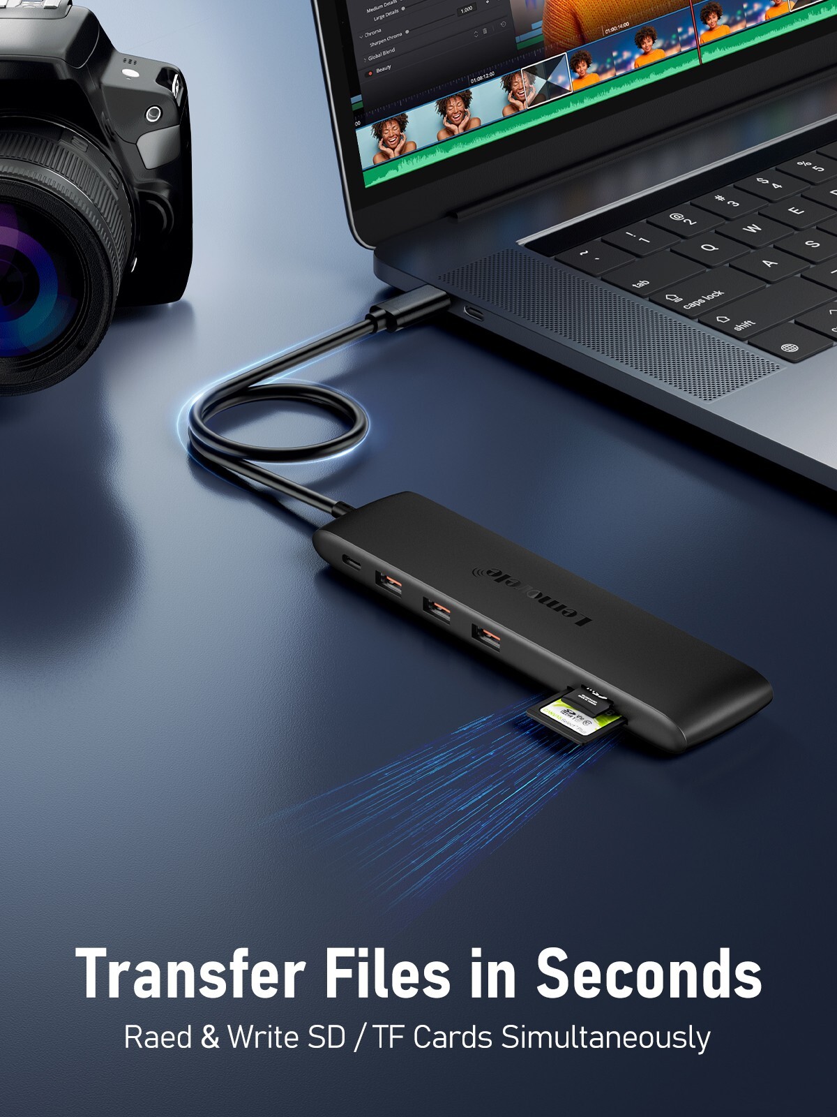 Lemorele adapter hub 3.2 usb 10 GBPS pd 100w 4k hdmi tf /sd for PC desktop lapto