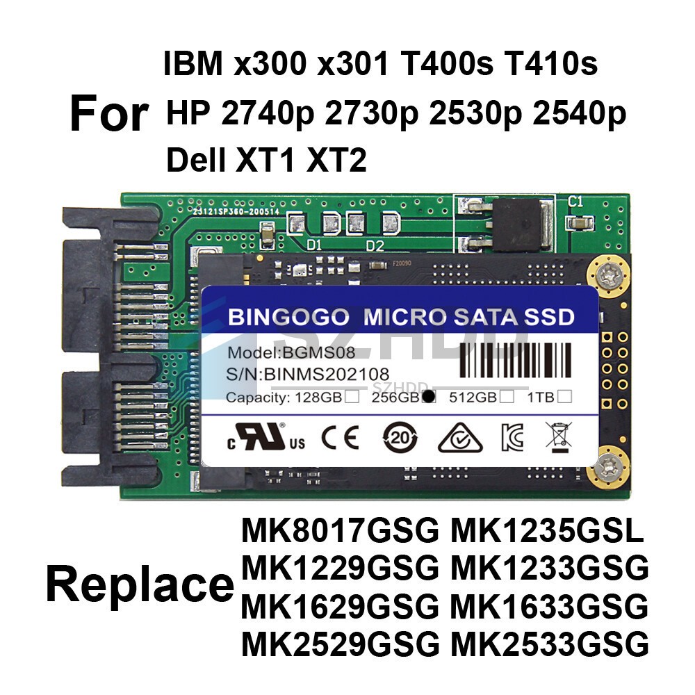 1.8″ 256GB SSD For Lenovo Thinkpad X300 X301 T400S Replace MK2529GSG MK2533GSG