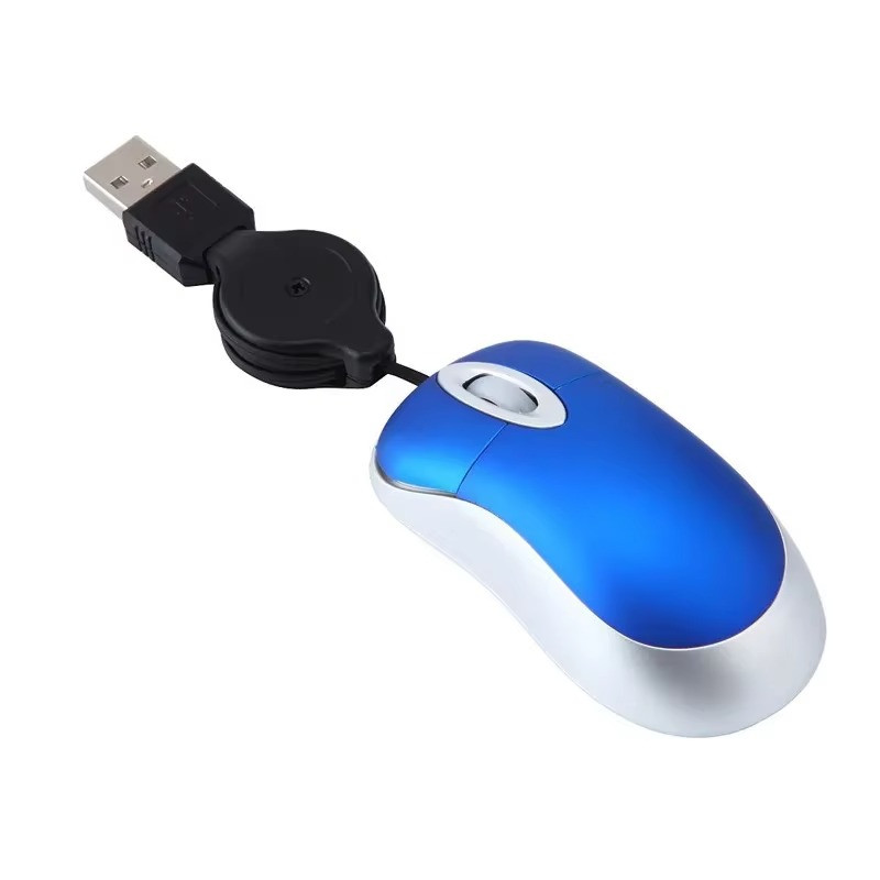 Mini Wired USB Optical Mouse Retractable Cable 1000 DPI for PC Laptop Notebook