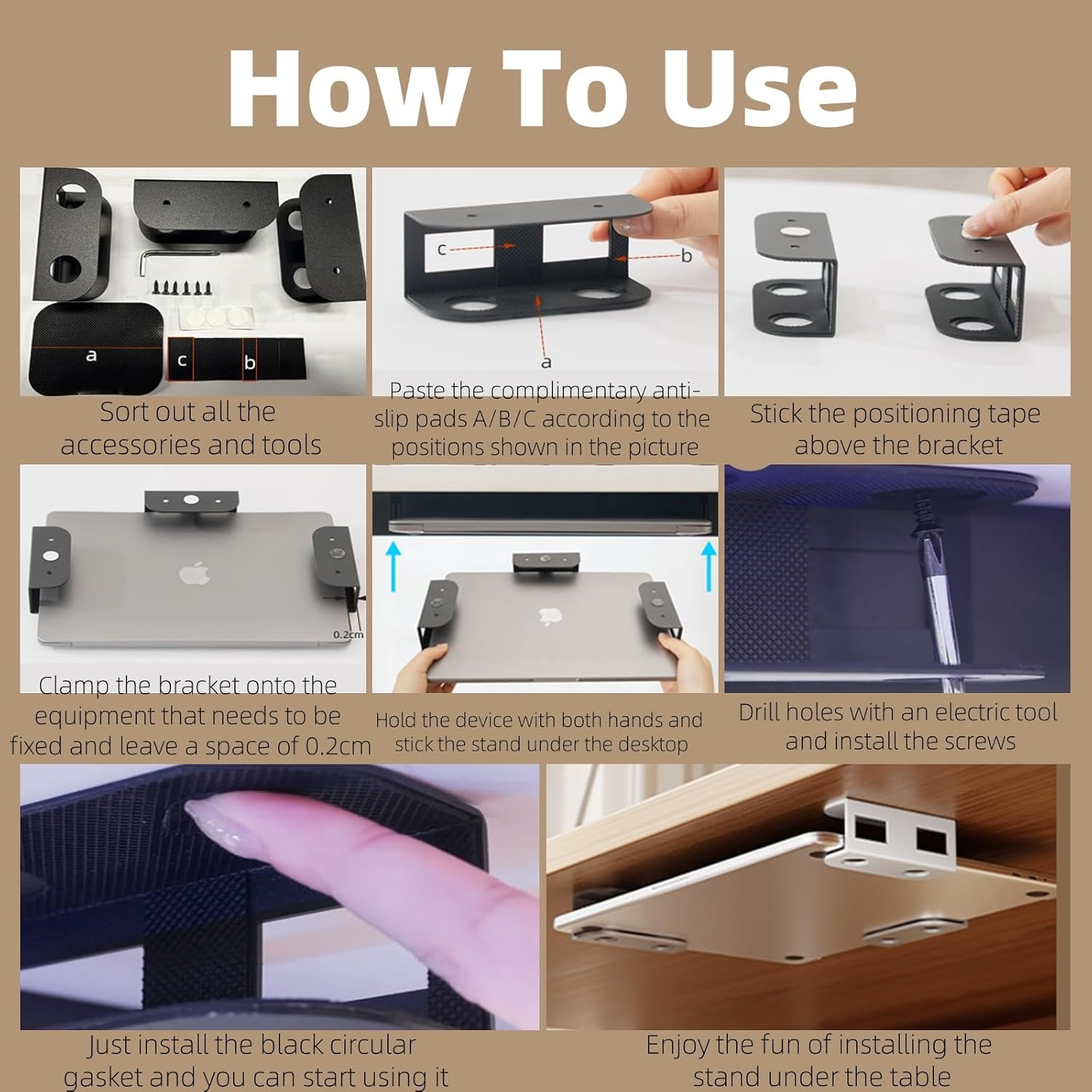 Under Desk Laptop Mount – Metal under Desk Shelf Holder with Anti-Scratch, Lapto