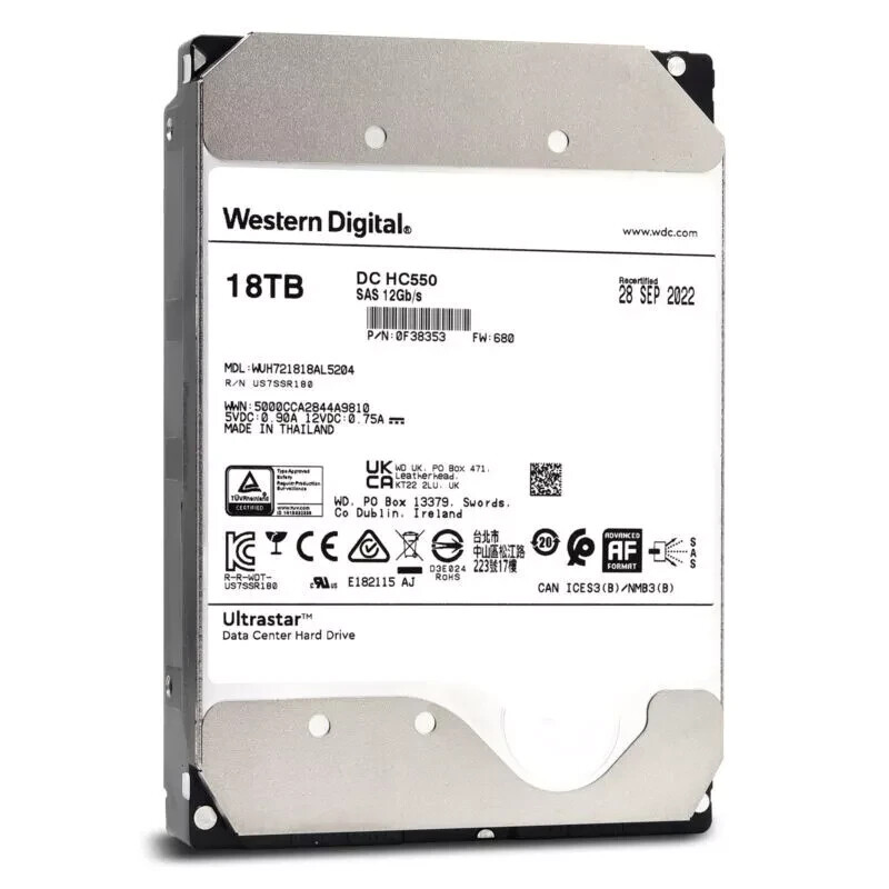 🔥WD Ultrastar DC 0F38353 HC550 18TB SAS 3.5″ Enterprise HDD WUH721818AL5204🔥