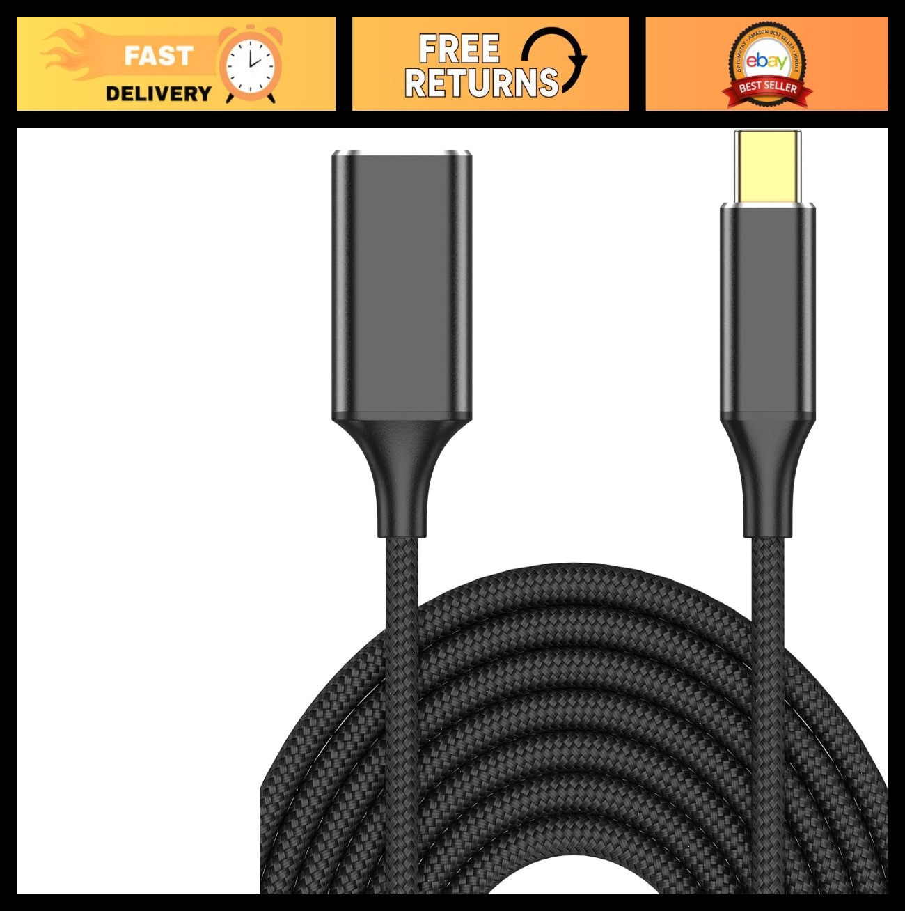 USB Female to USB C Male Adapter 9.9ft Type-C OTG Cable 5Gbps for Phone Laptop T
