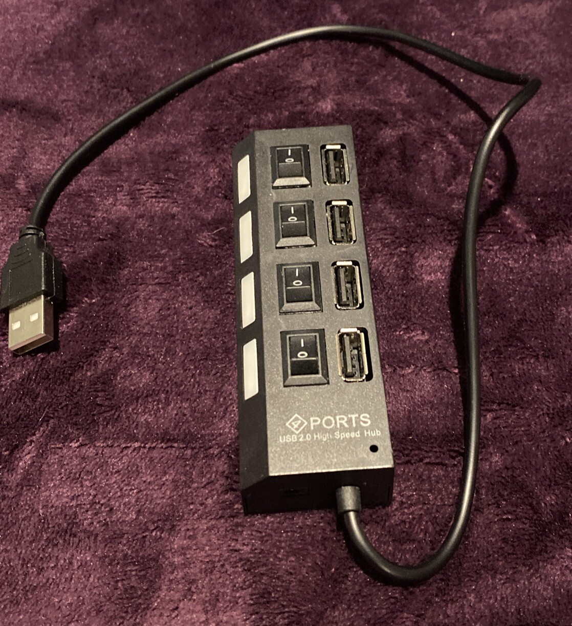 USB Socket 4 Ports Hub 2.0 With ON/OFF LED Switch Splitter Distributor