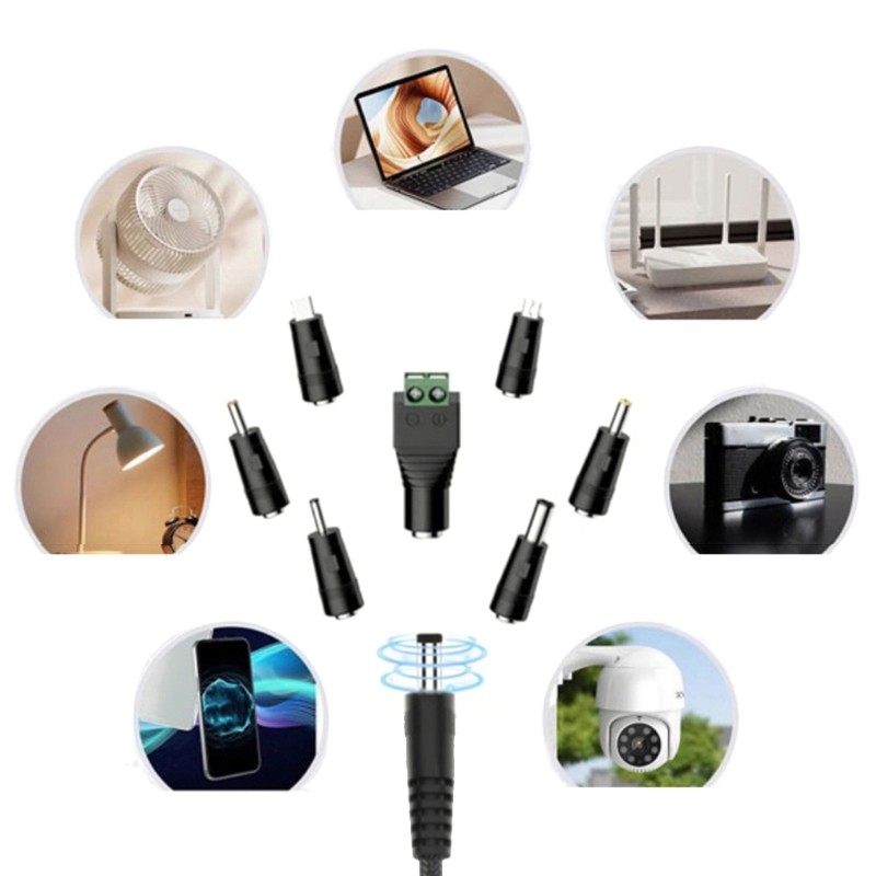 100W Power Cable Type C to DC5.5 5V 12V 15V 19V 20V Power Selection 38 Adapters
