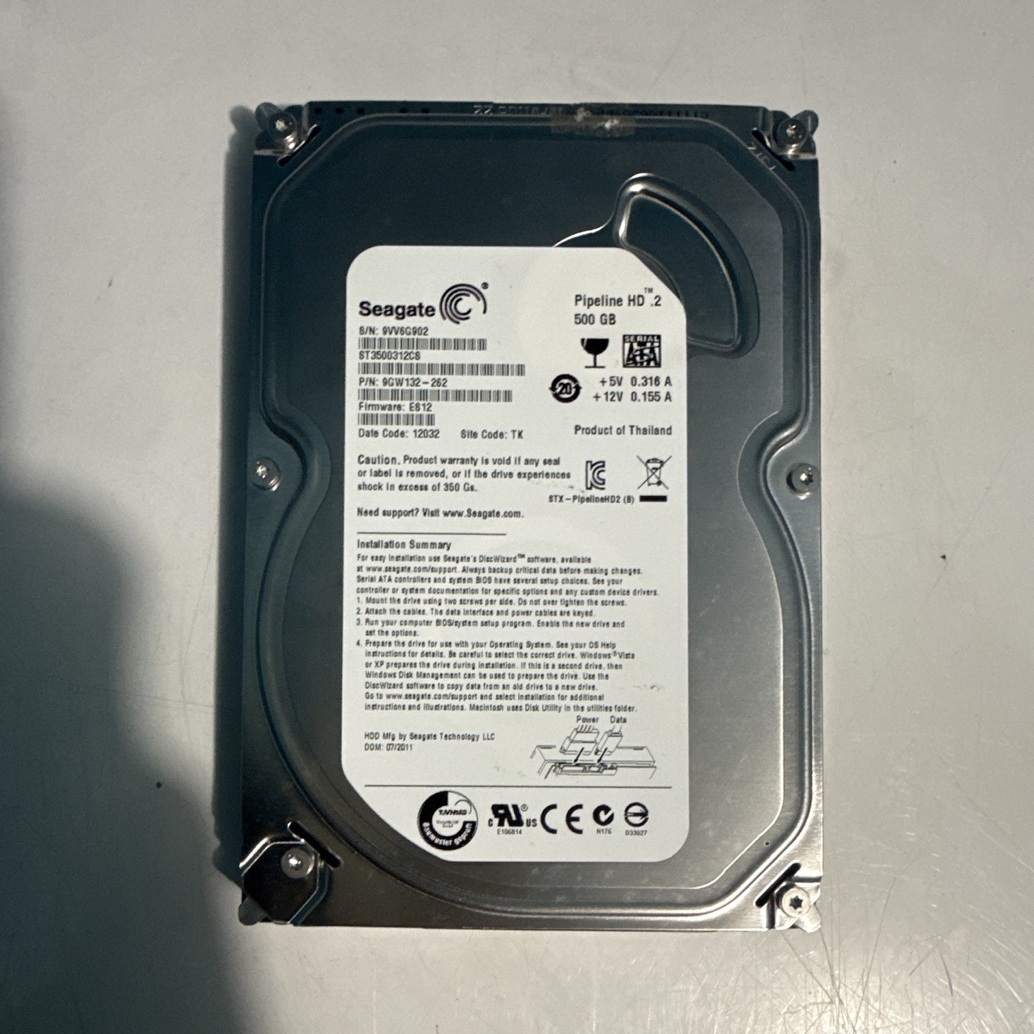 Seagate Pipeline HD.2 500GB 3.5in SATA HDD 5900RPM