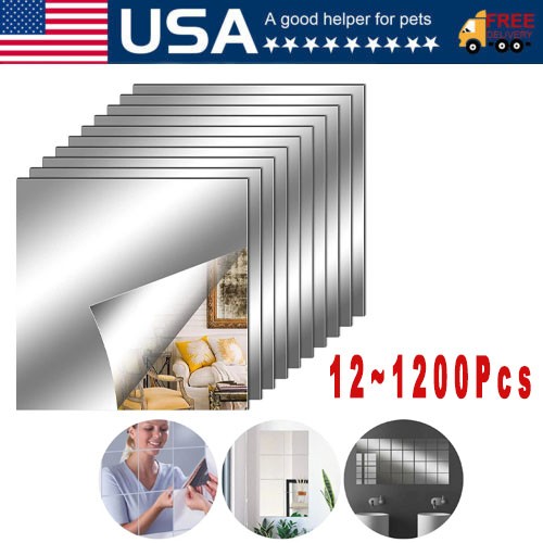 Self Adhesive Mirror Reflective Wall Sticker Film Paper Home Kitchen Decor Lot