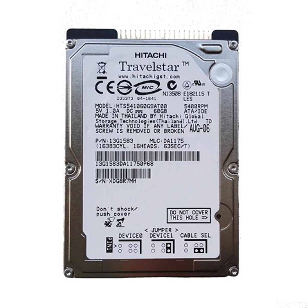 Hitachi Travelstar 5K100 HTS541060G9AT00 60GB 5400RPM 2.5″ Laptop HDD Hard Drive