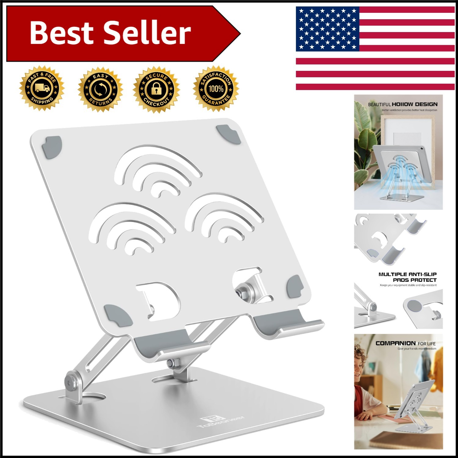 Aluminum Desk Tablet Stand – Secure, Lightweight, and Adjustable for All Devices