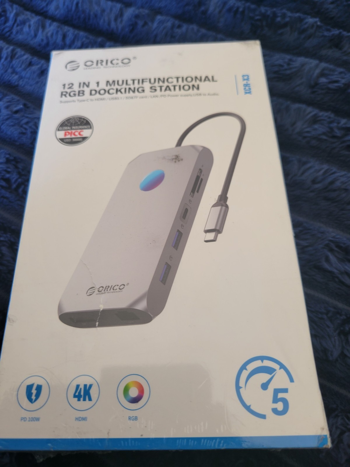 Orico 12in1 Multifunctional RGB USB-C Docking Station XCR X3, New Sealed
