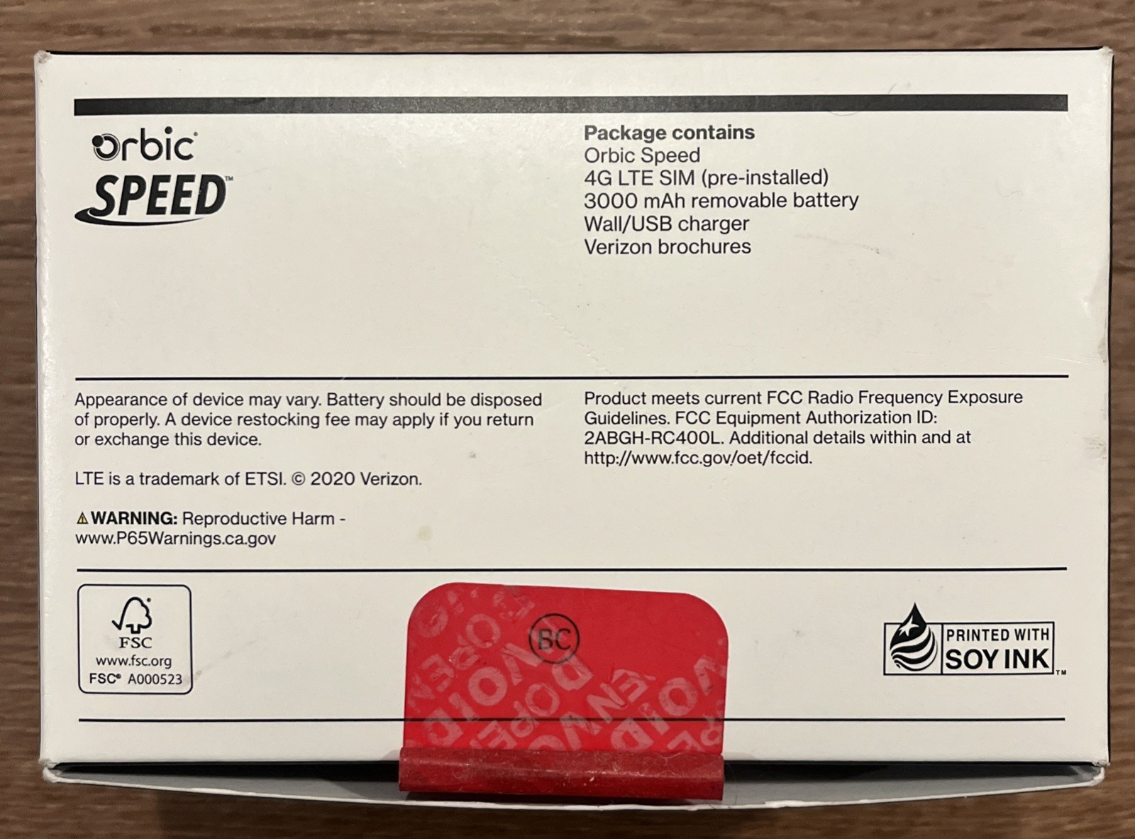 Verizon Orbic Speed RC400L 4G LTE Mobile Wi-Fi Hotspot ORB400LBVZRT