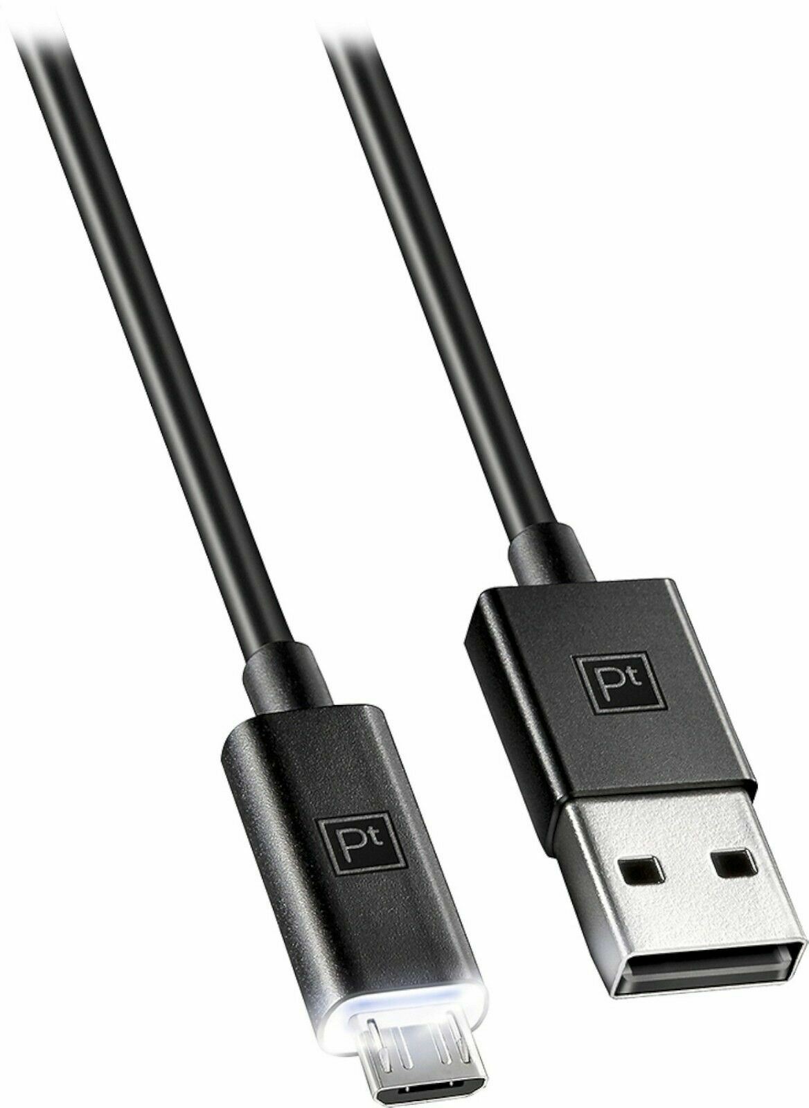NEW Platinum 4′ ft Touch LED Micro-USB Charge-and-Sync Cable BLACK cord connect