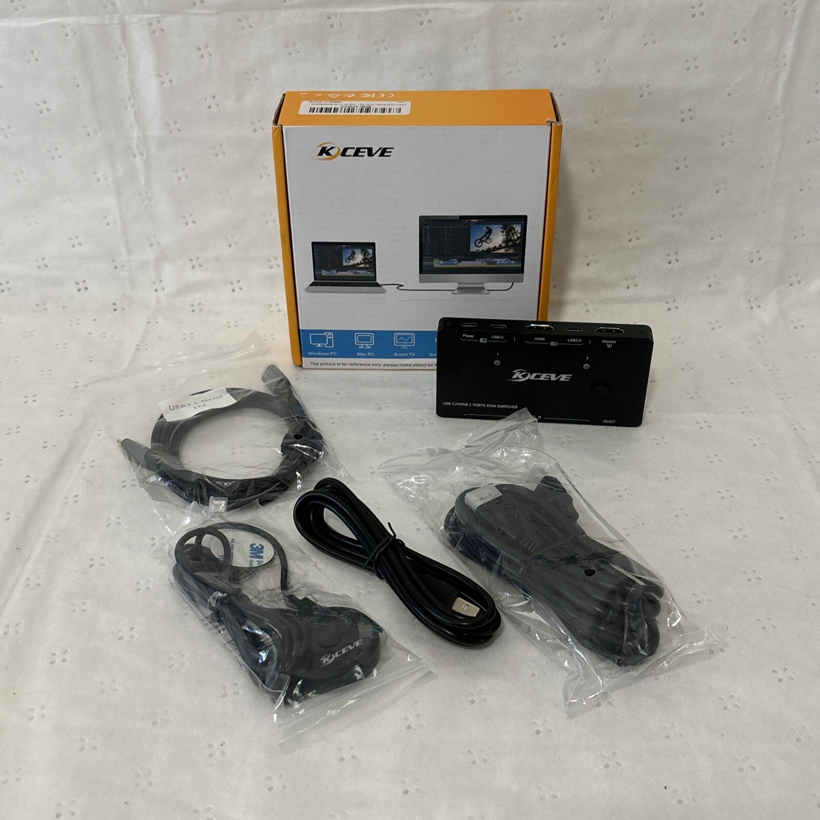 KCEVE USB C Switch 2 in 1 Out or 1 in 2 Out, Type-C Bidirectional Switcher