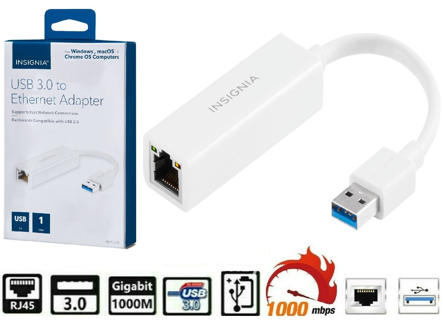 USB 3.0 to Ethernet Adapter LAN RJ45 1000Mbps Network Adapter For Windows PC Mac