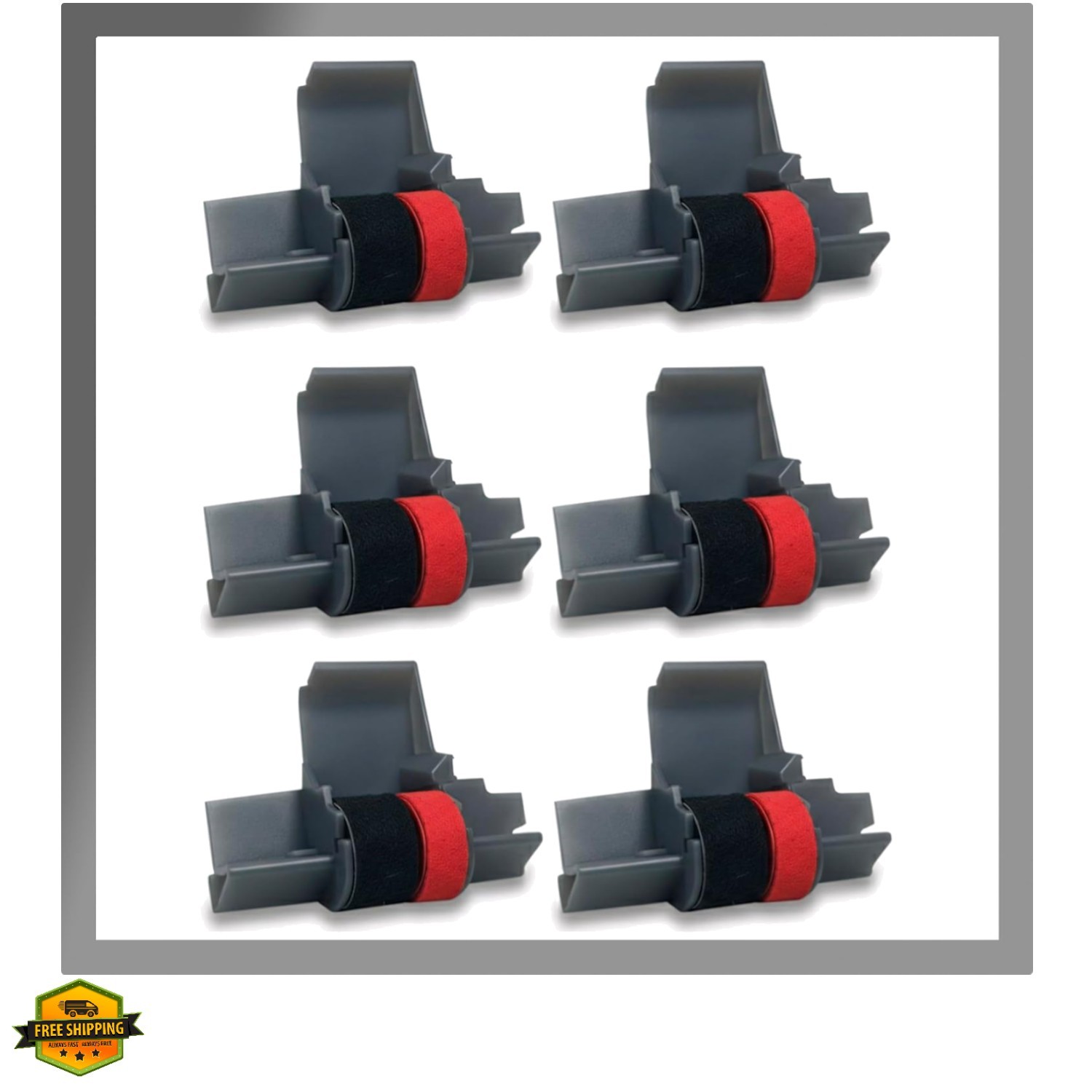 IR‑40T Black & Red [6 Pack] Ink Roller Ribbon Cartridge – Dual‑Color Replacem…