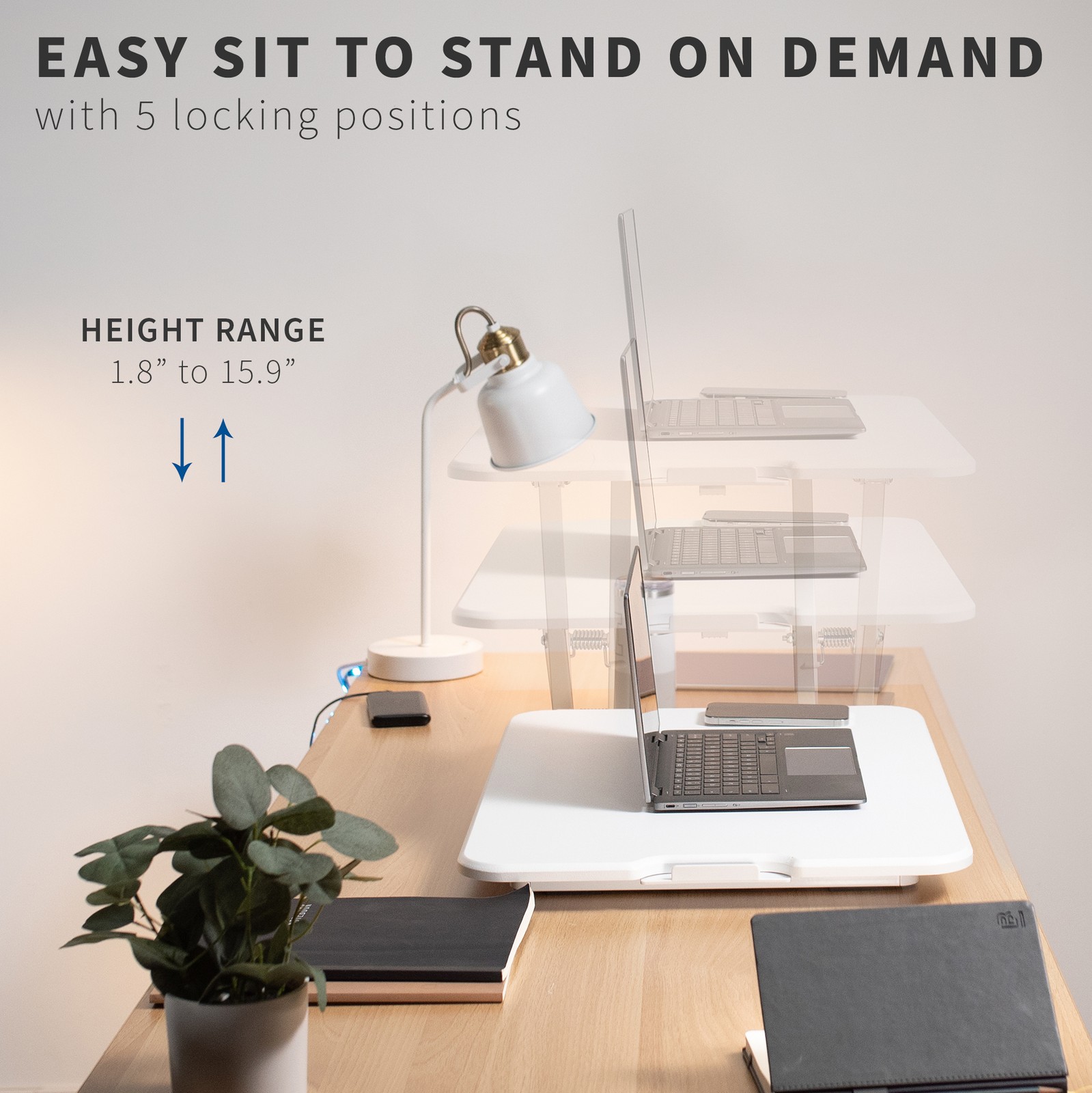 VIVO White Ultra Slim 26″ Desktop Converter, Sit Stand Tabletop Monitor Riser