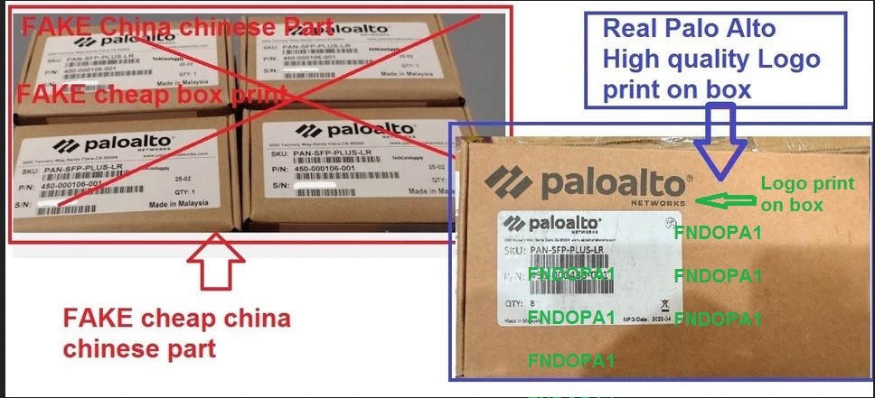 Palo Alto PAN-SFP-PLUS-SR PAN-SFP-LX SFP+LR SR SFP-LX Real vs FAKE CHINA PART