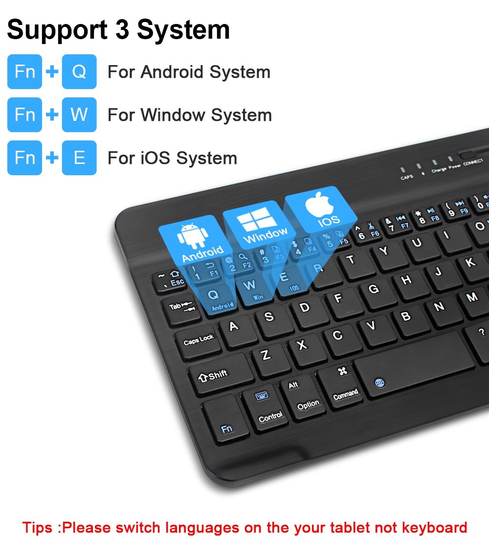 Wireless Bluetooth Keyboard For Windows PC Mac iOS Android iPhone Slim Tablet