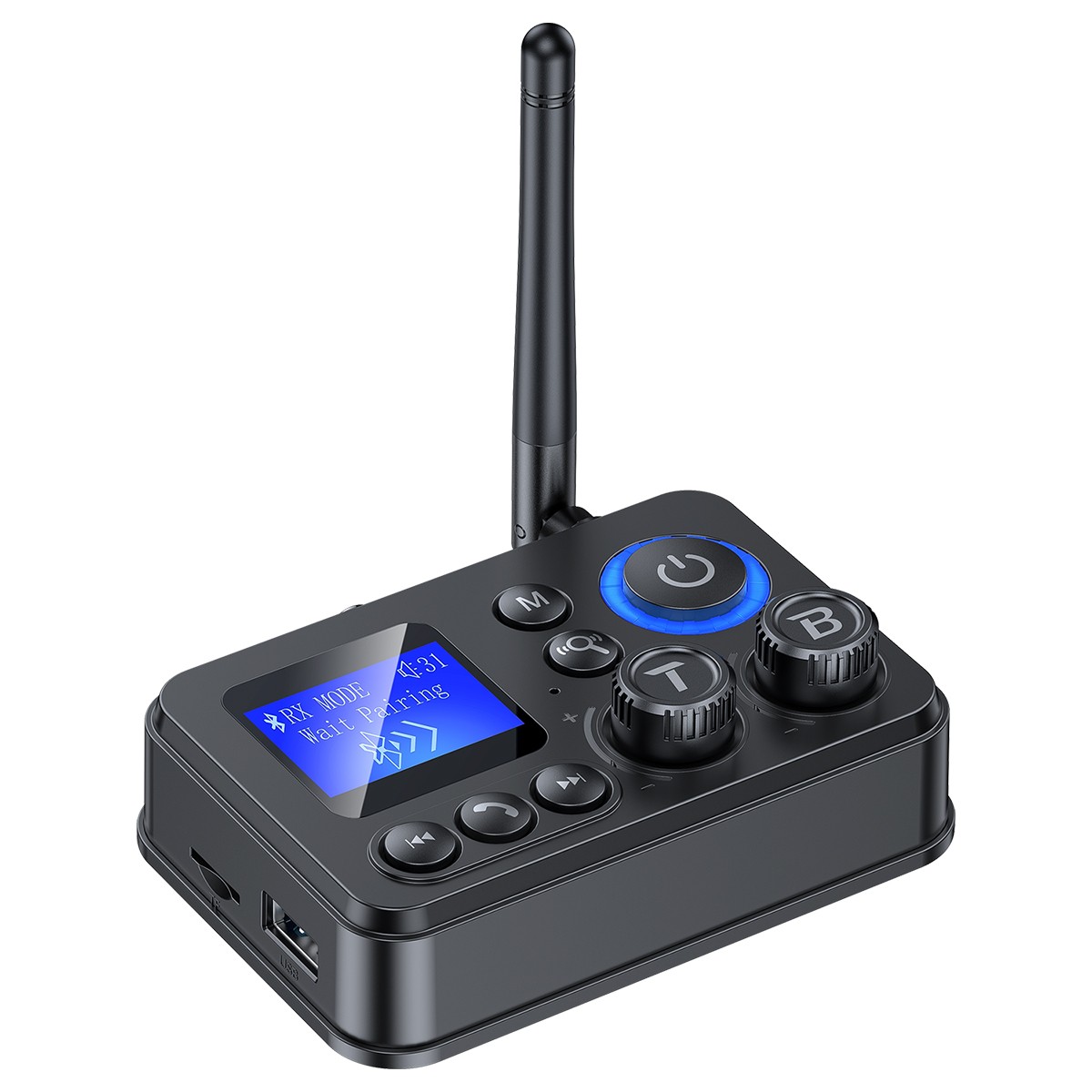 GT87 Bluetooth 5.4 Audio Adapter TX/RX 20M Range LCD AUX Optical USB TF HiFi DSP