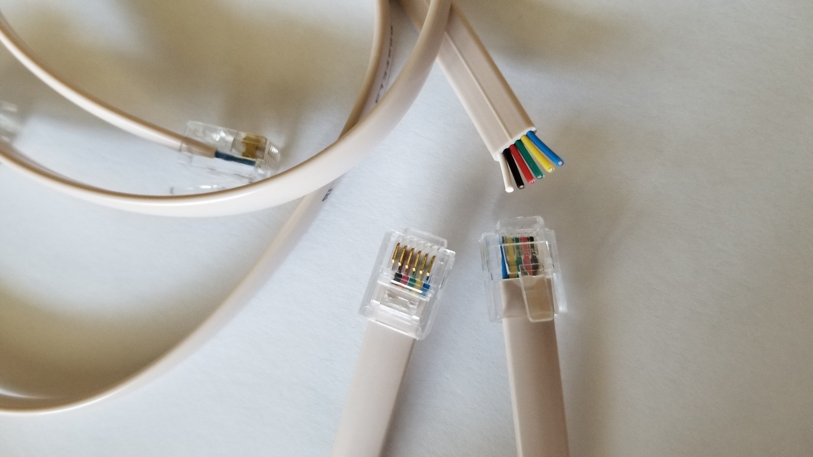 RJ25 RJ12 RJ11 cable DSL Modem Fax telephone 6 pin 6p6c white Ivory 26AWG