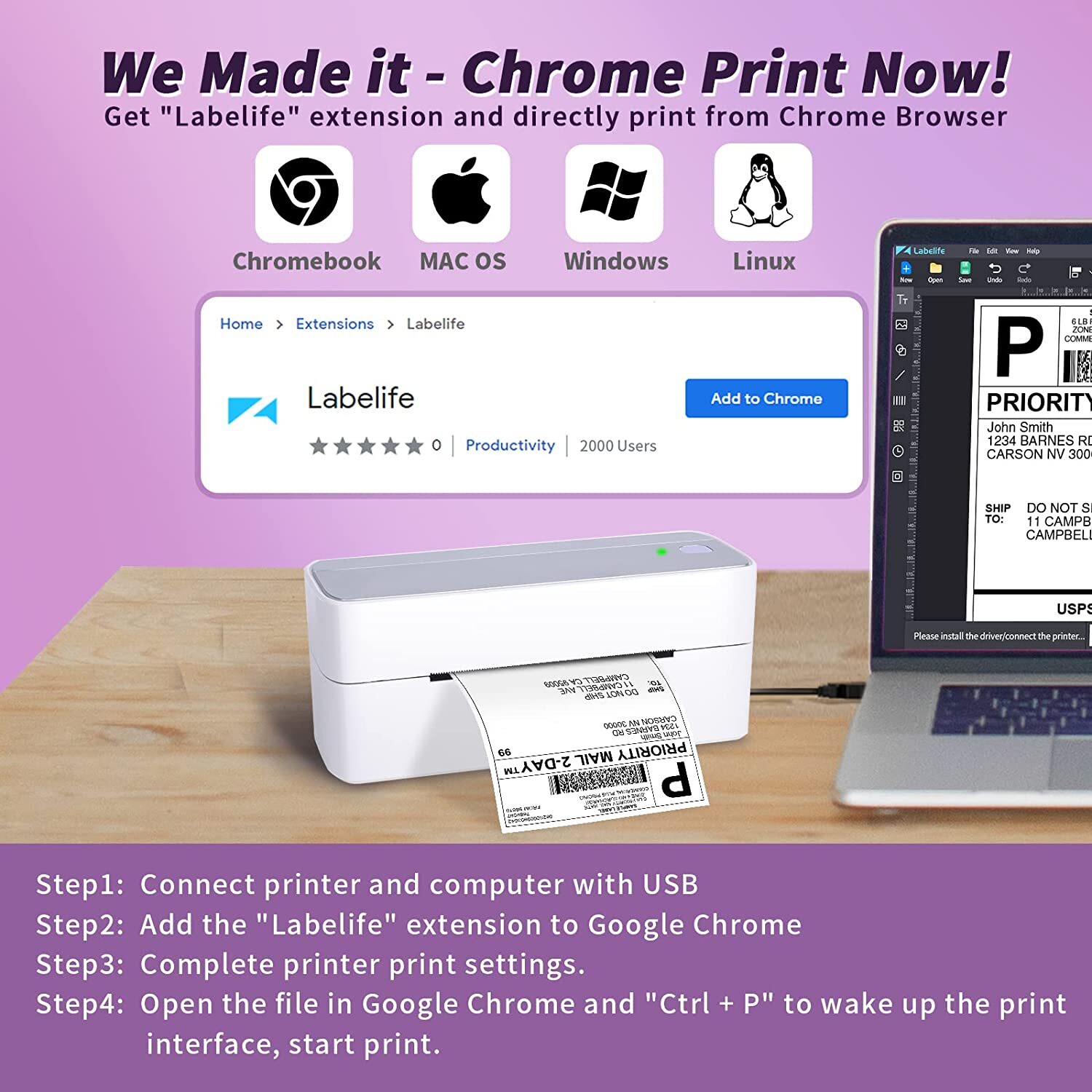 Bluetooth Thermal Shipping Label Printer for Shipping Packages Label Maker Lot