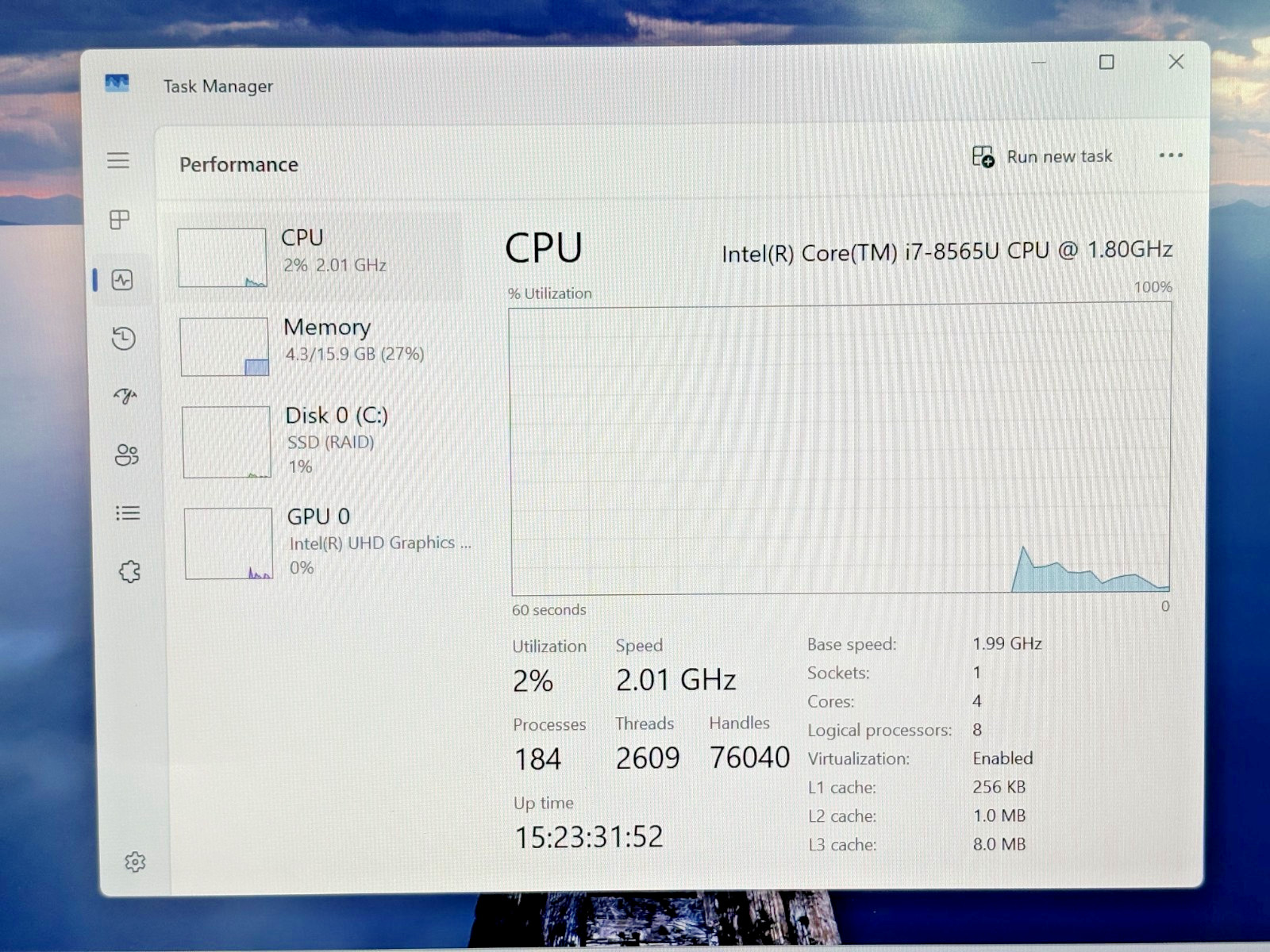 ASUS ExpertBook Intel Core i7-8th Gen 1.80GHz 16GB RAM 256GB SSD Windows 11 Pro*
