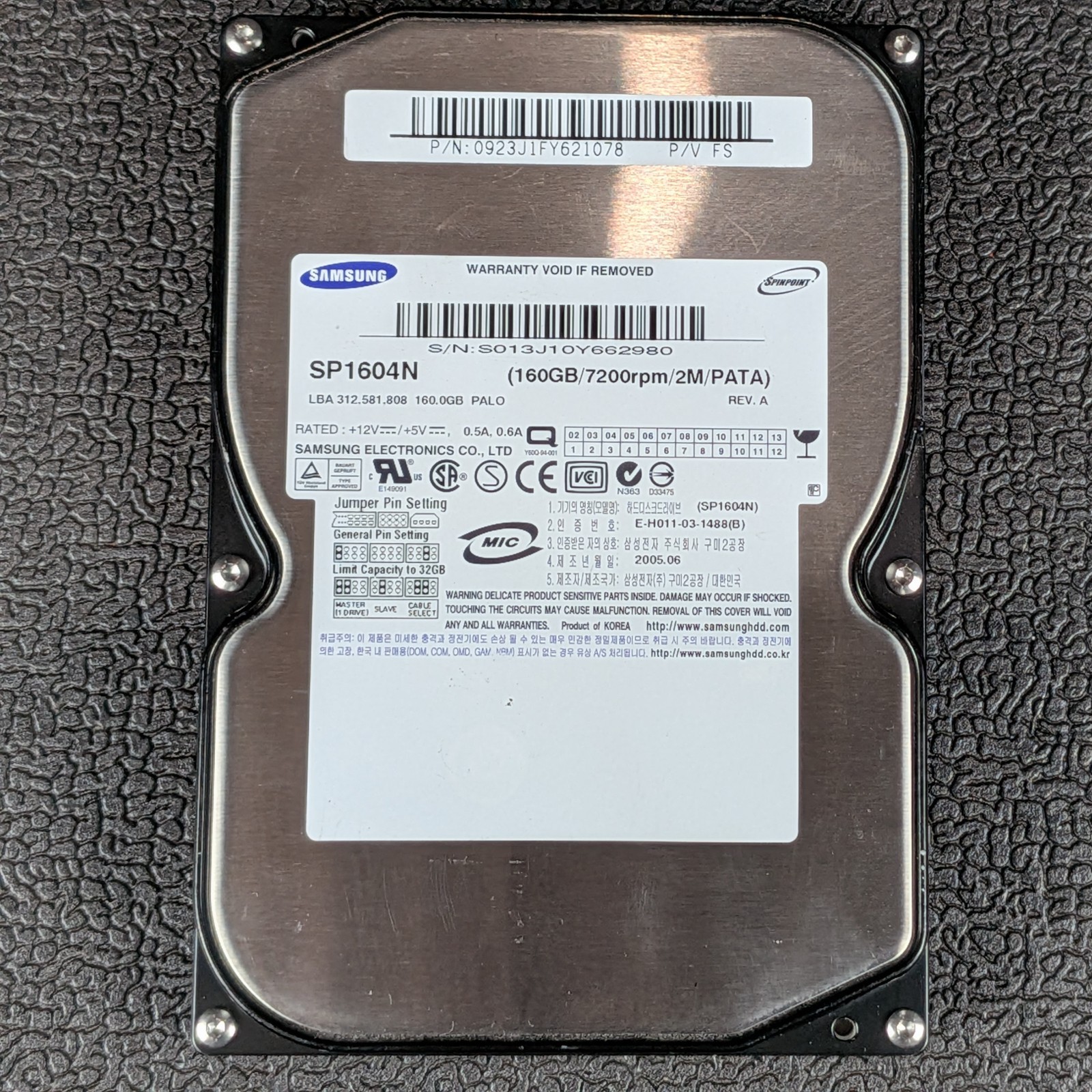 Samsung Spinpoint P80 160GB 3.5″ IDE Hard Drive – SP1604N -VTG- TESTED